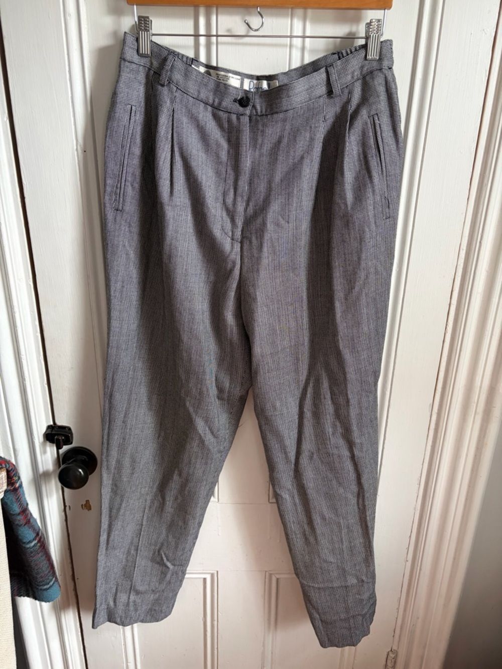 Rafaela Houndstooth Plaid Trousers 31W x 29L | High Waist | Pleated |90s Vintage